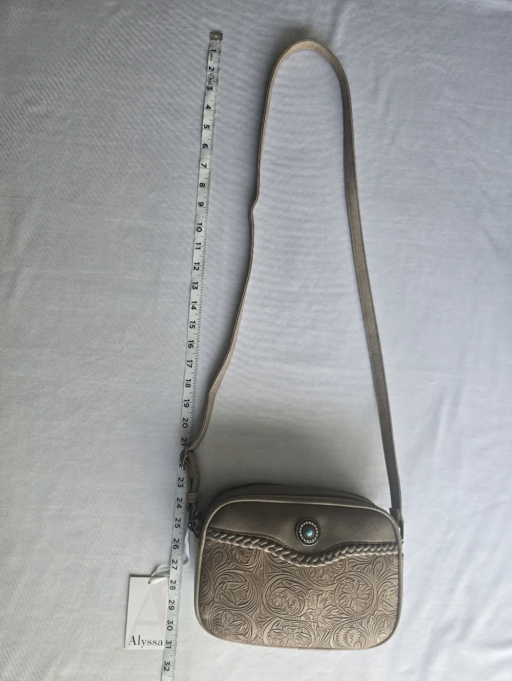 Embossed Floral Crossbody Bag Compact Design With Adjustable‎ Strap